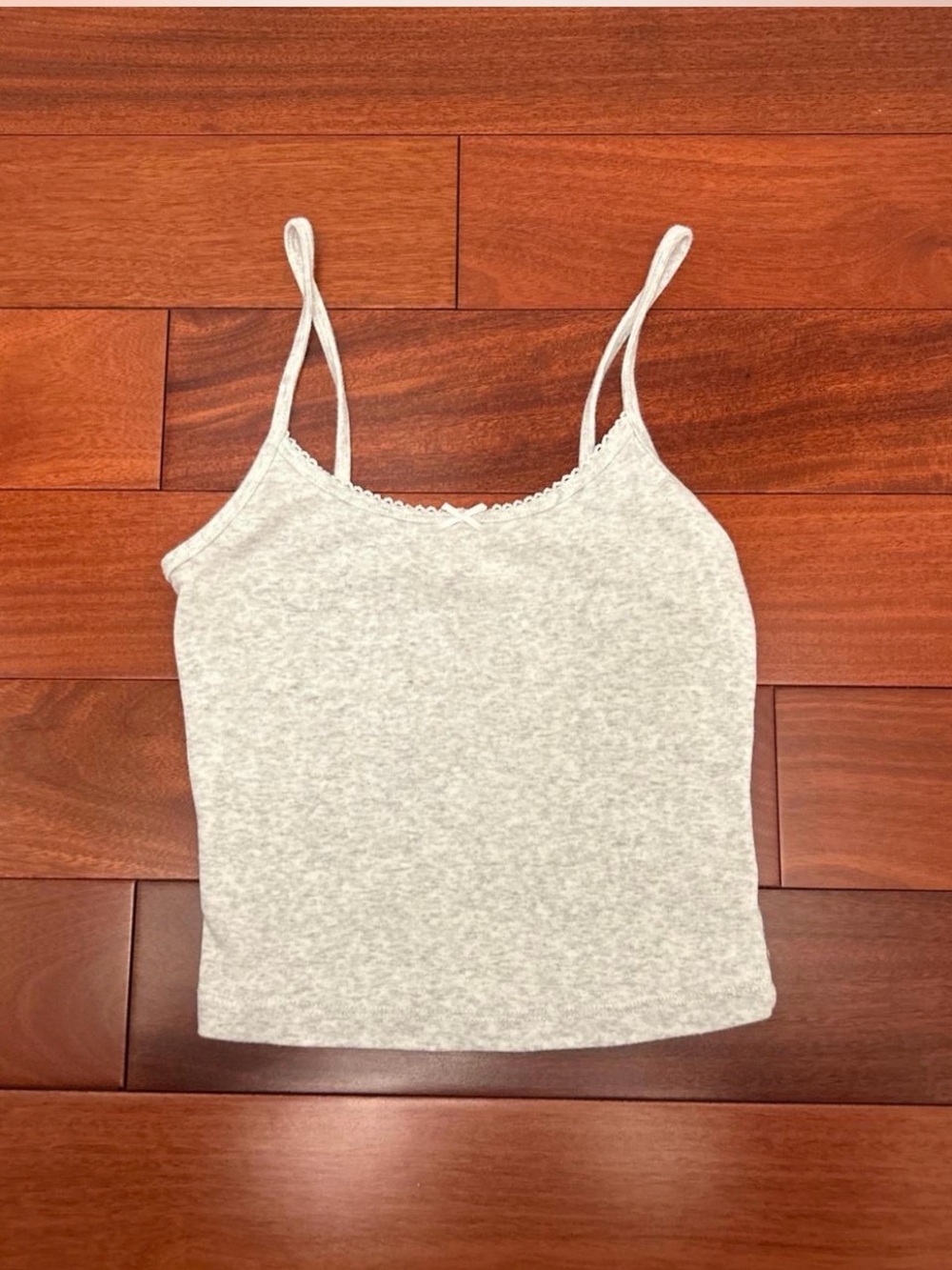 Garage Light Gray Lace-Trim Spaghetti Strap Camisole